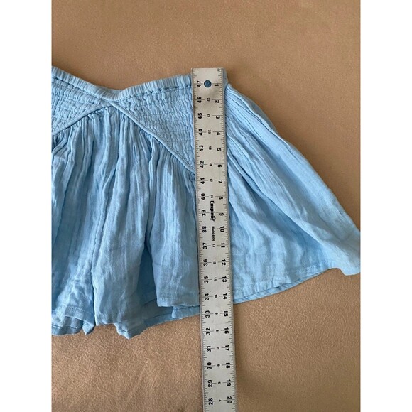 FREE PEOPLE Mini Gauze Pull On Shorts with Pockets, Medium, 100% Cotton, Blue - Picture 8 of 11